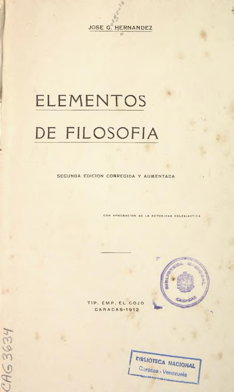 Elementos De Filosofia Jose Gregorio Hernandez : José Gregorio Hernández :  Free Download, Borrow, and Streaming : Internet Archive